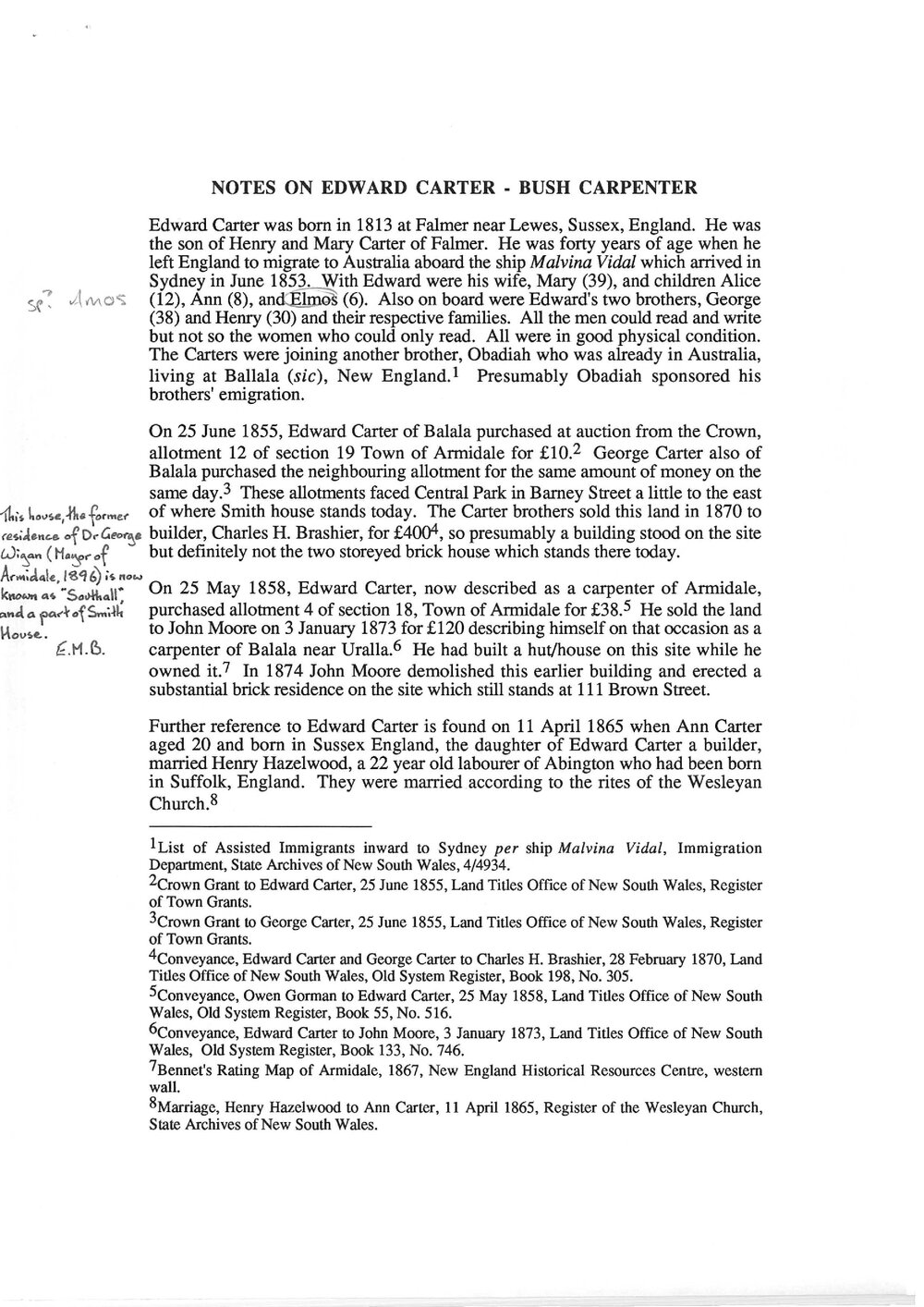 Notes on Edward Carter - Bush Carpenter