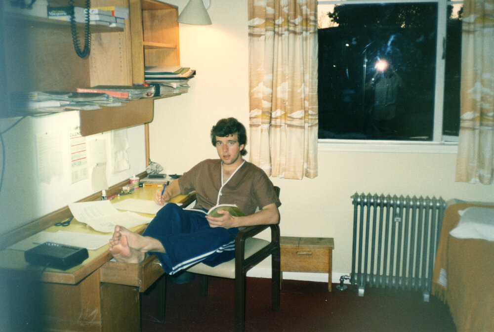 Craig Goodsir studying in a dormitory, Epsilon Block