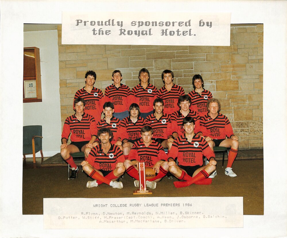 Wright College Rugby League 1st XIII Premiers, 1986