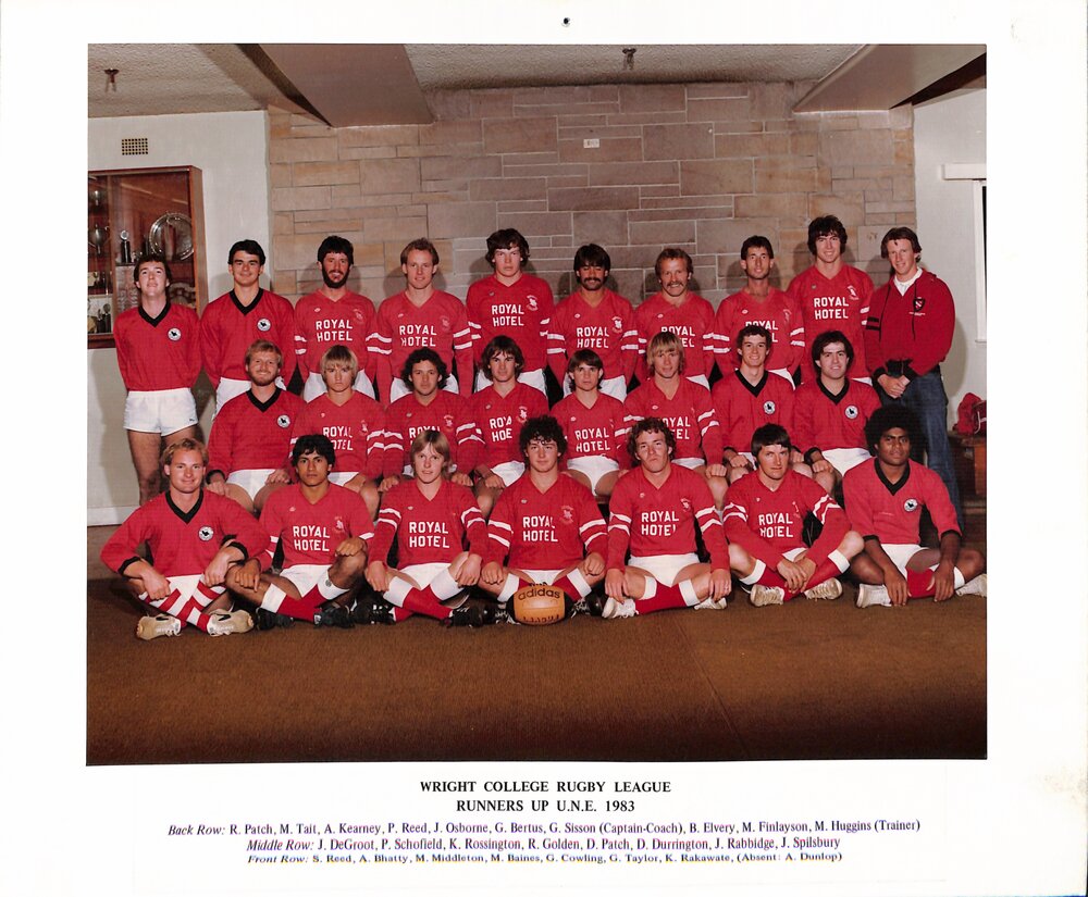 Wright College Rugby League Runners Up U.N.E., 1983