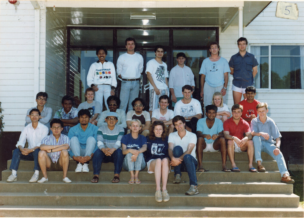 Student group on steps, Wright College