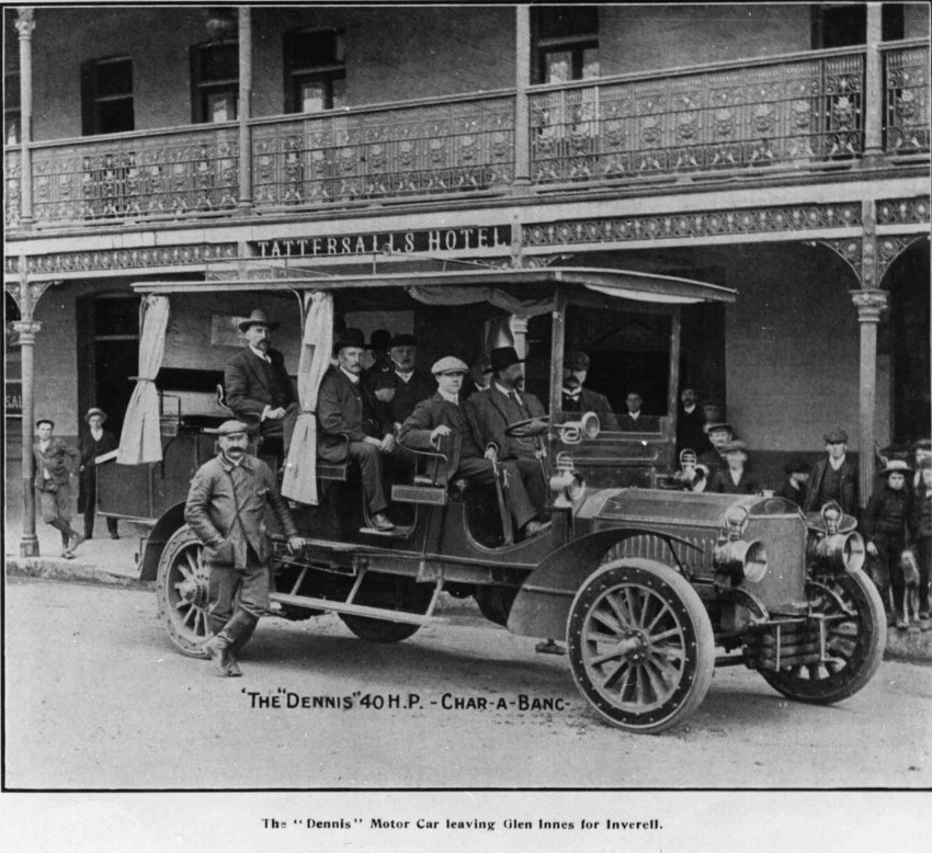 The "Dennis" Motor Car leaving Glenn Innes for Inverell, 1906