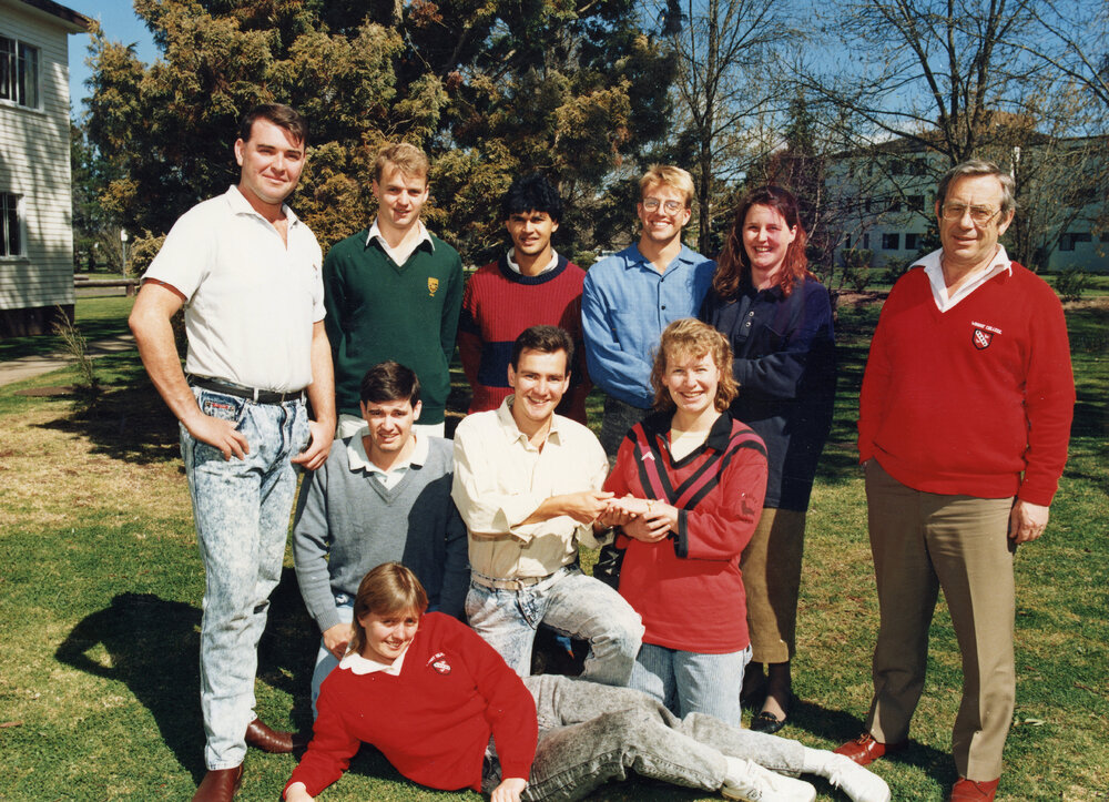 Joe Massingham (Master-Wright College) with tutors, 1988