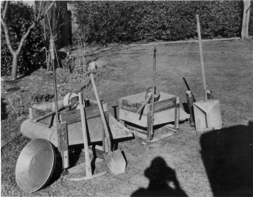 Alluvial gold miner's equipment, at Rocky River