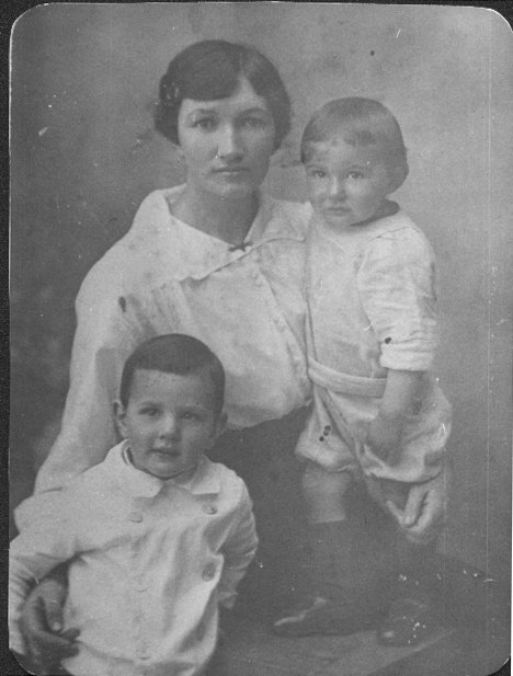 Bridget Aldham (nee Gallogly) with sons Basil and Alan