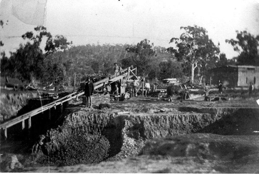 Alluvial mining at the "Butcher's Shop", junction of creeks near Mt. Welsh