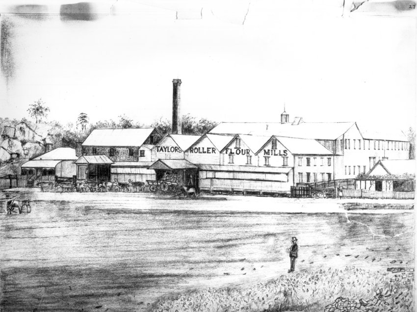 Sketch of Mr Taylor's Roller Flour Mills, Inverell, NSW