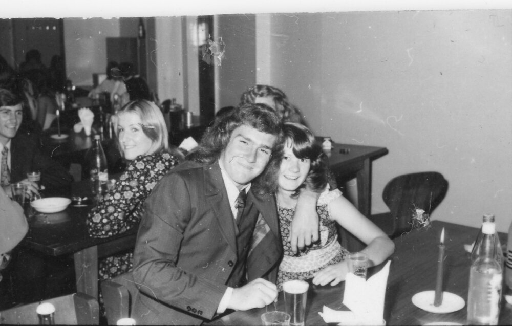 Couple seated at the Wright College Dinner, 1974