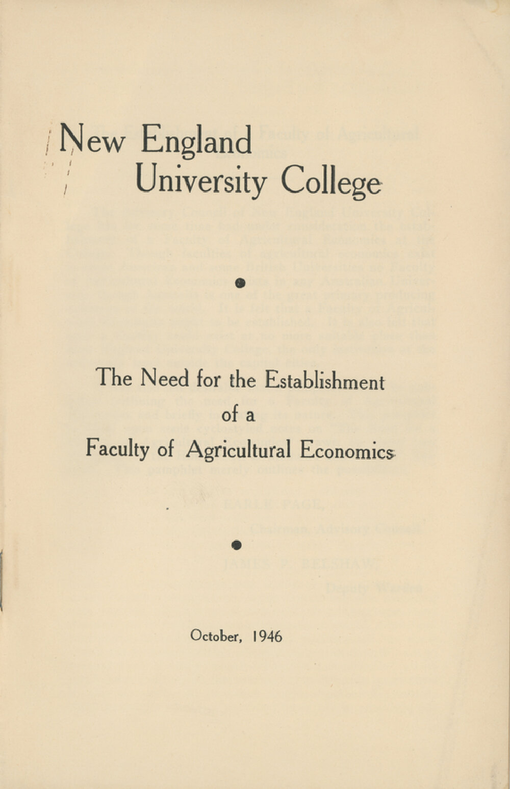 The Need for the Establishment of a Faculty of Agricultural Economics