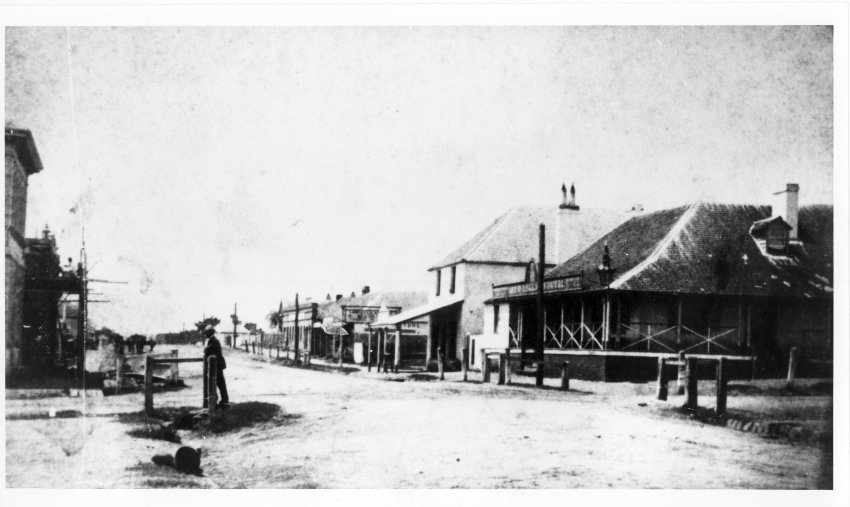 Armidale: Beardy Street, looking east from Dangar Street corner, c. 1872