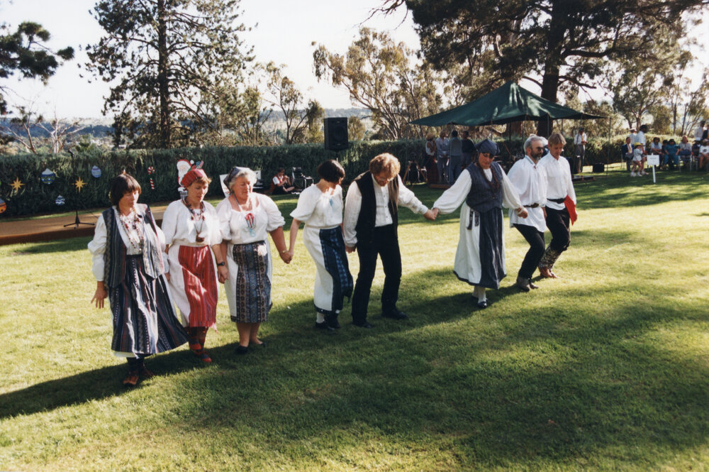 Folk dancers at the UNE Celebration of Giving, 1995