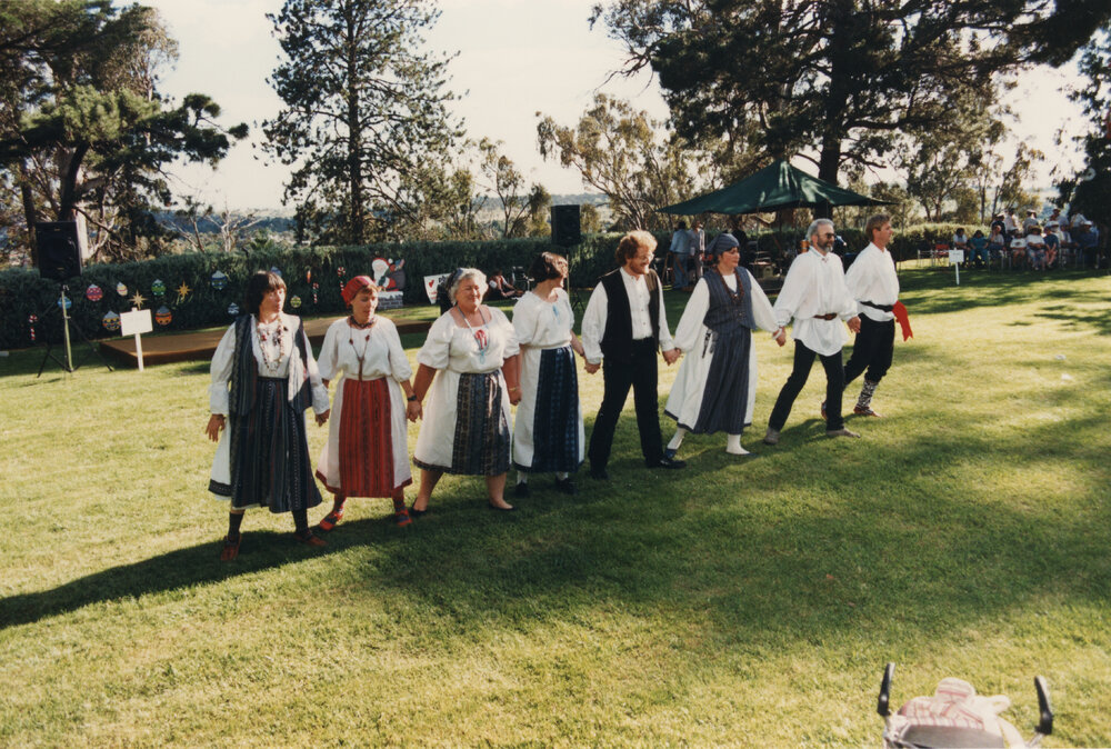 Folk dancers at the UNE Celebration of Giving, 1995