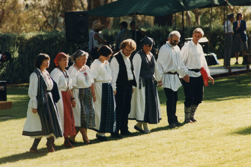 Folk dancers at the UNE Celebration of Giving, 1995