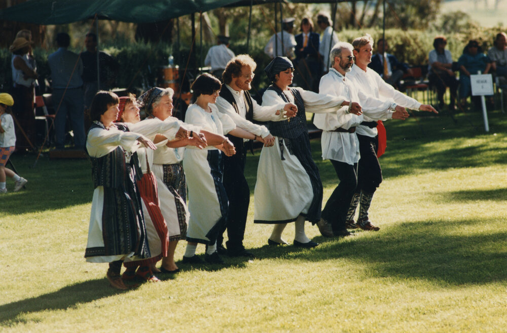 Folk dancers at the UNE Celebration of Giving, 1995