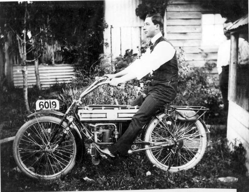Youth on Speedwell Motor Cycle