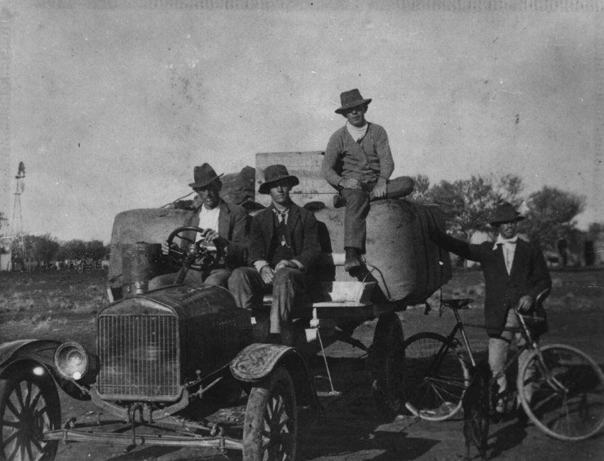 Model T Ford modified into station waggon to carry bales of wool on Beemery Station, Brewarrina