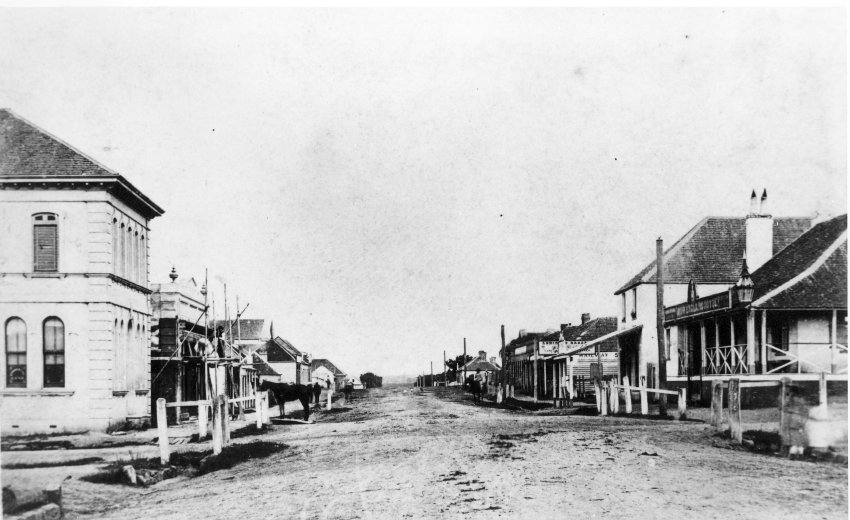 Beardy Street, Armidale, looking east from Dangar Street corner, c. 1872 