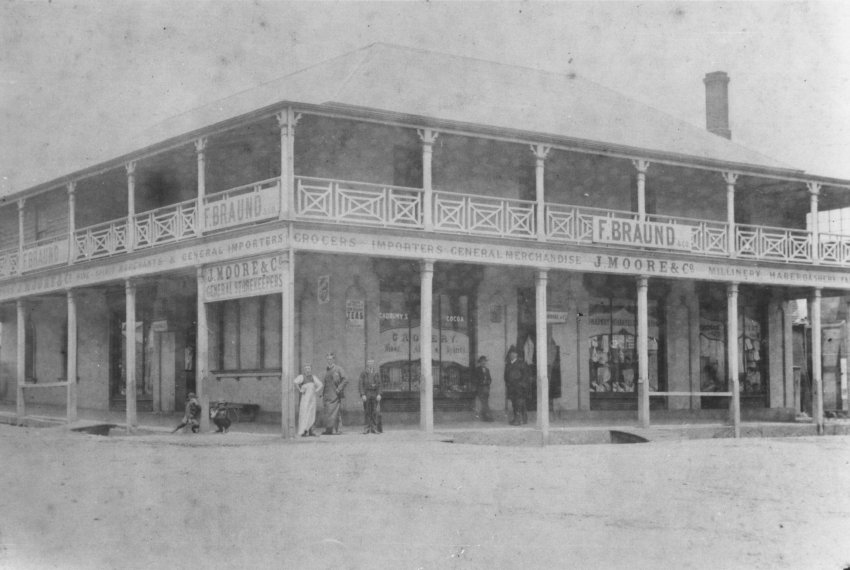 F. Braund's Store, south-western corner of Beardy and Dangar Streets, 1891-1892