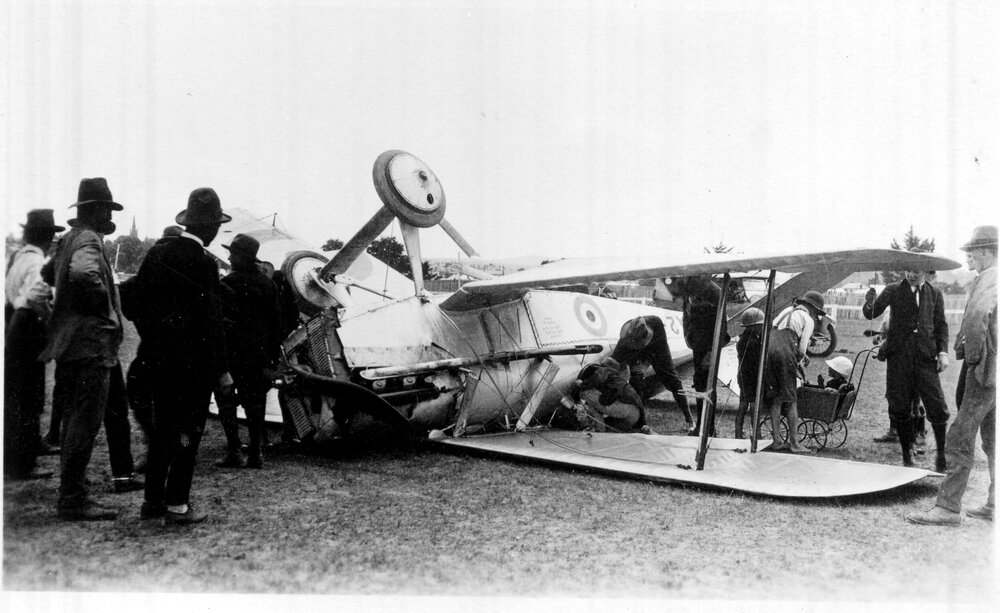 Biplane upside down, Captain Holden's Plane, West Maitland