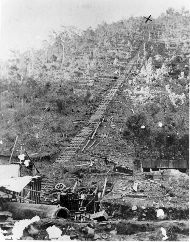 Wreckage at the foot of Baker's Creek Gorge after the Boiler disaster of 1913. 