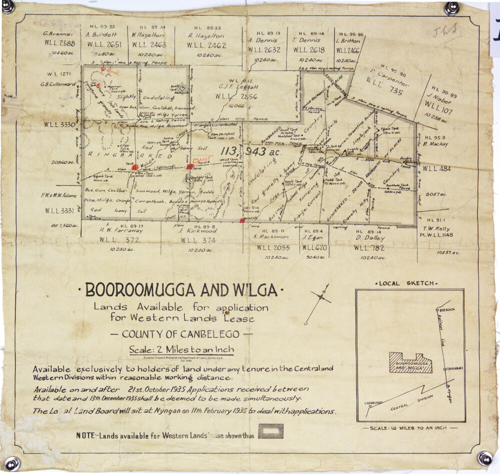 Booroomugga and Wilga showing lands available for Western Lands leases