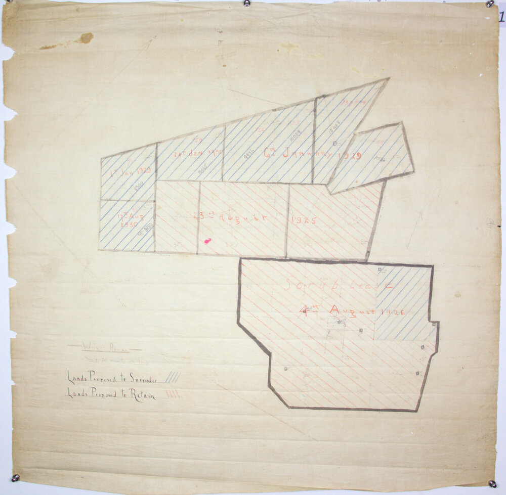 Wilgar Downs, lands proposed to surrender or retain, 1925-30