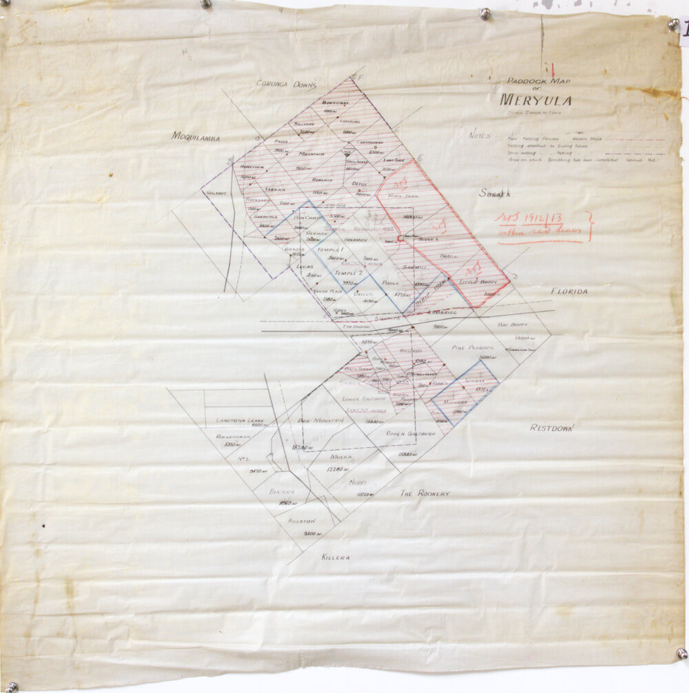 Paddock map of Meryula, Narromine district, 1912-1913