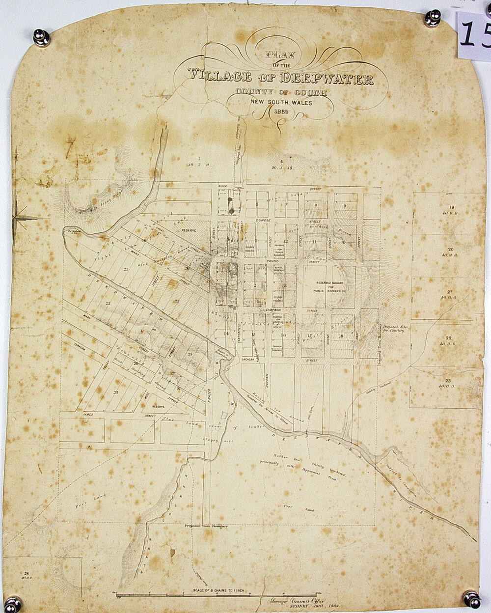 Plan of the Village of Deepwater, County of Gough, NSW, 1863