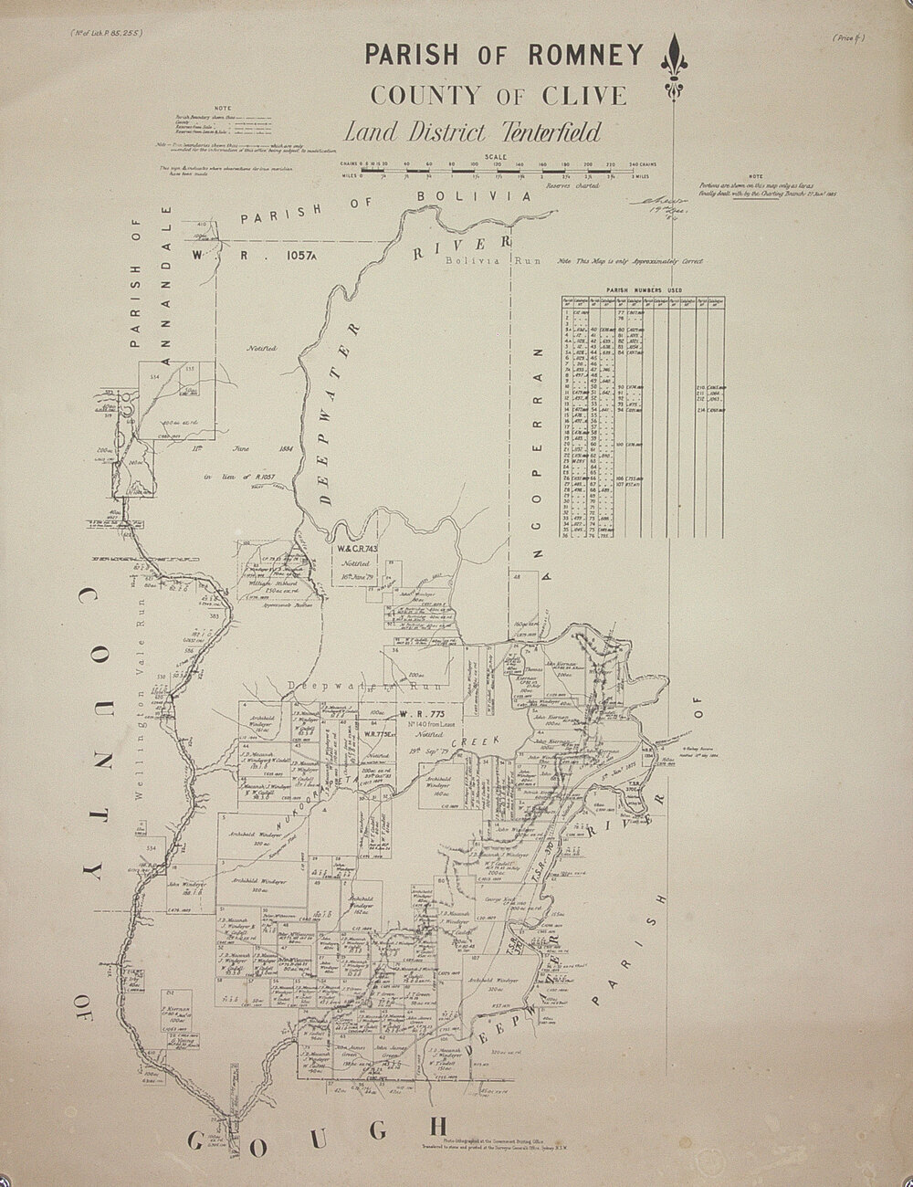 Parish of Romney County of Clive, Land district of Tenterfield, 1885