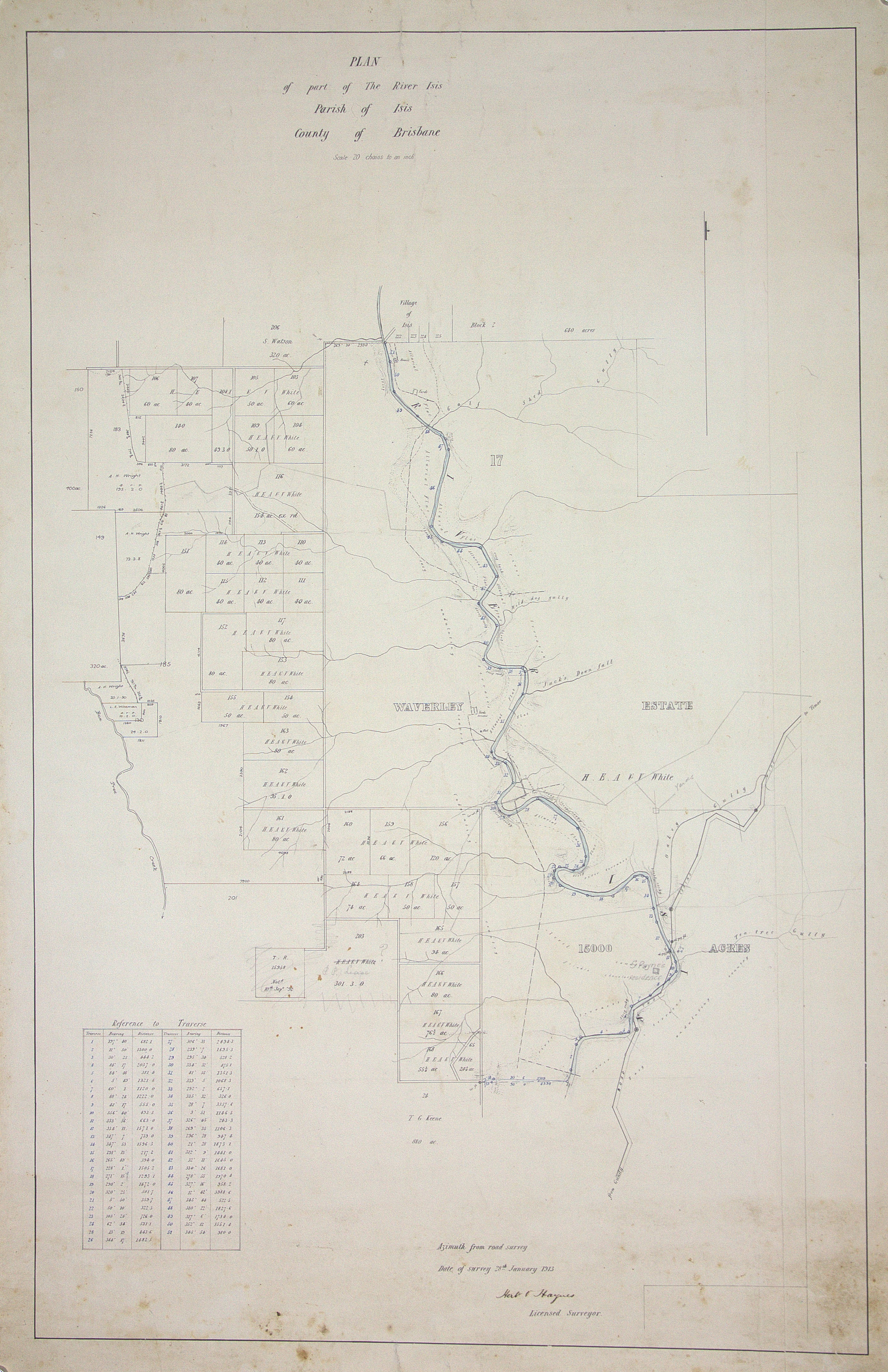 Plan of part of  The River Isis, County of Brisbane, 1913