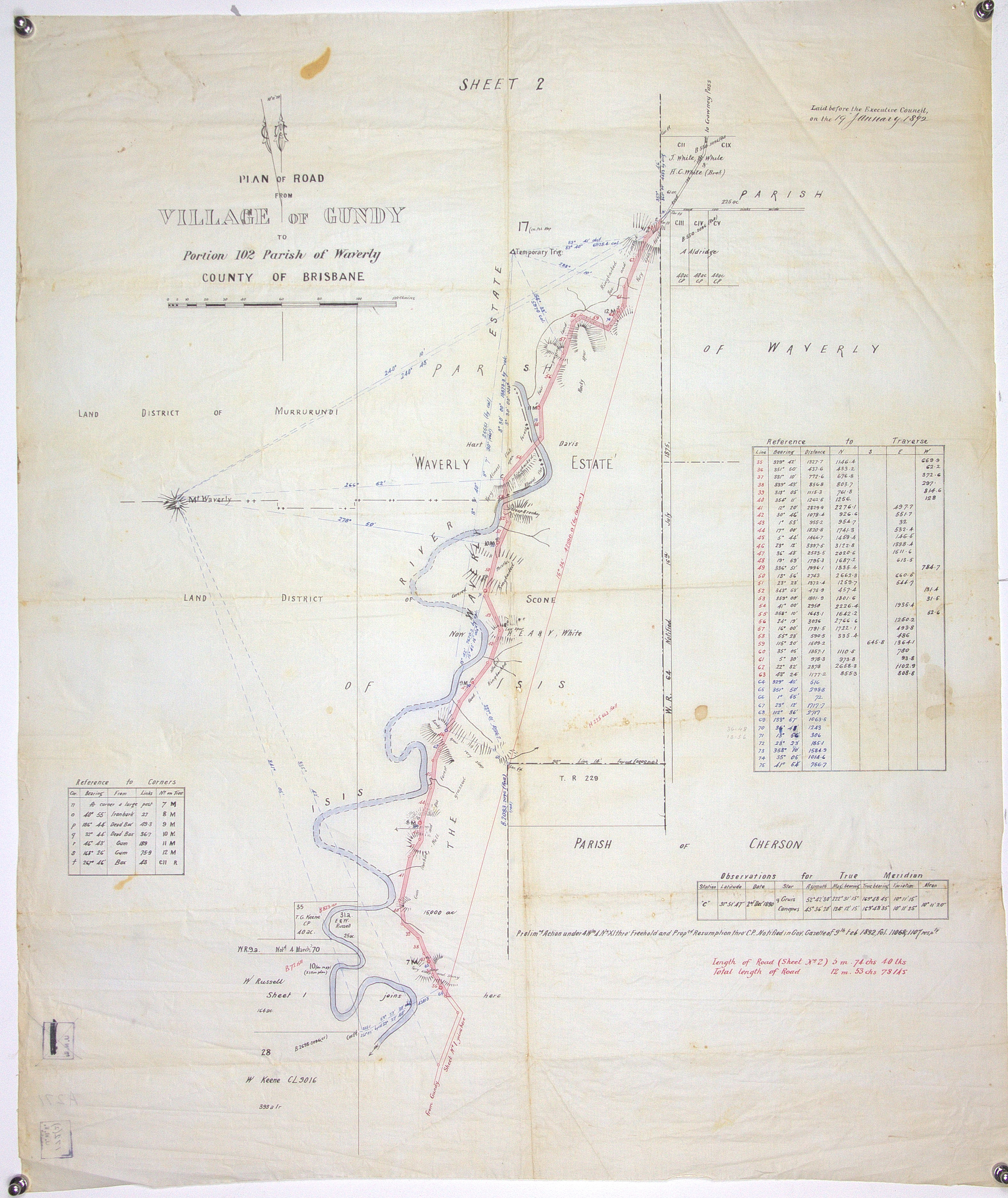 Plan of road from the Village of Gundy to Portion 102 parish of Waverly - Sheet 2