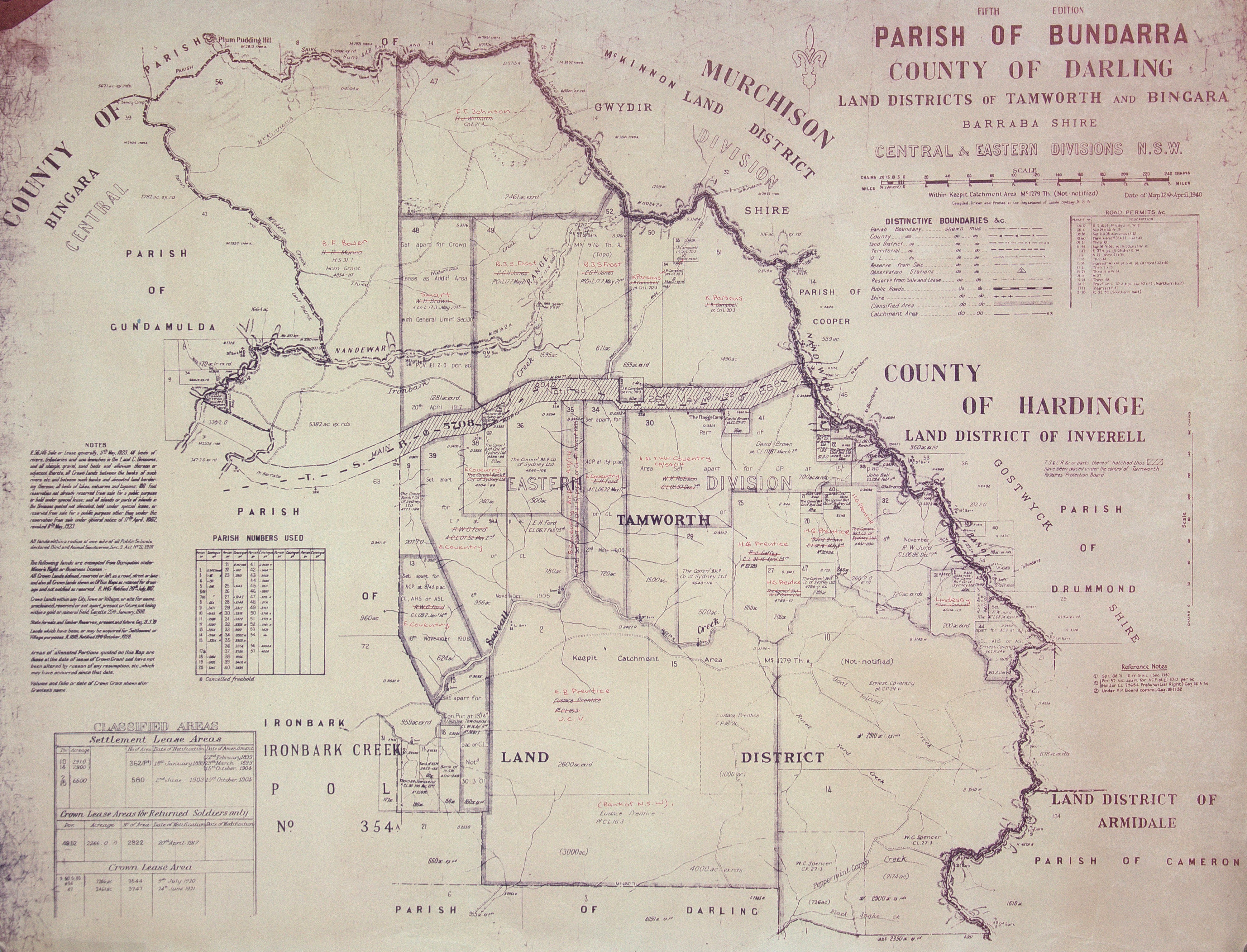 Parish of Bundarra, County of Darling, Land Districts of Tamworth and Bingara, 1940