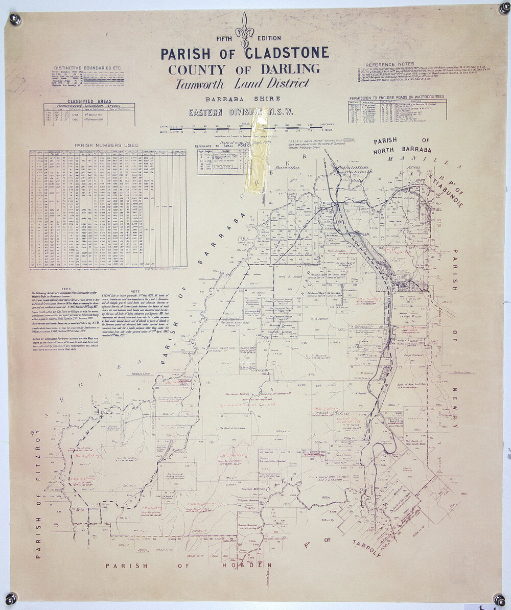 Parish of Gladstone, County of Darling, Barraba Shire, T.S. &amp; C.R hatched, 1930