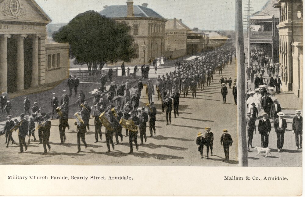 Military church parade, Beardy Street, Armidale, 1906