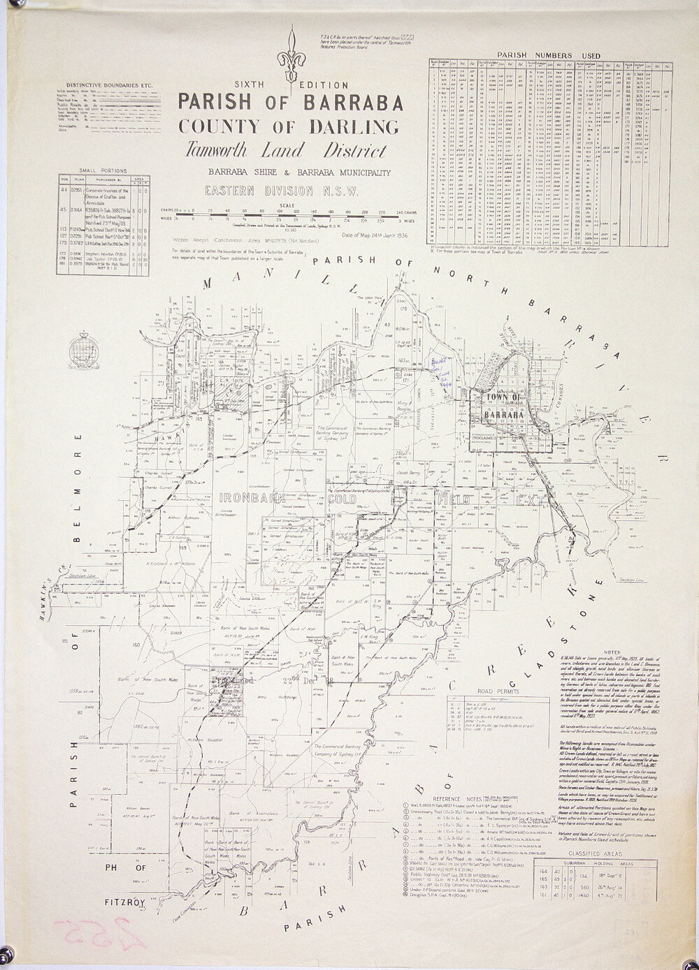 Barraba Shire and Municipality. T.S. &amp; C.R areas to Tamworth P.P. Board control