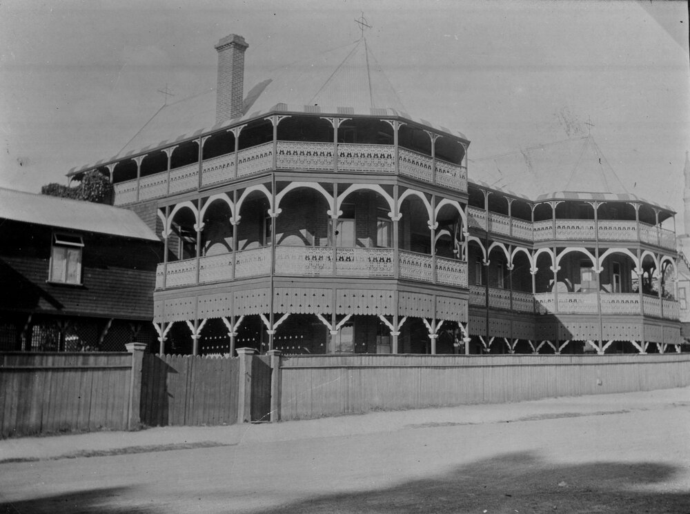St Ursula's Convent from Barney St; original verandahs, c. 1910