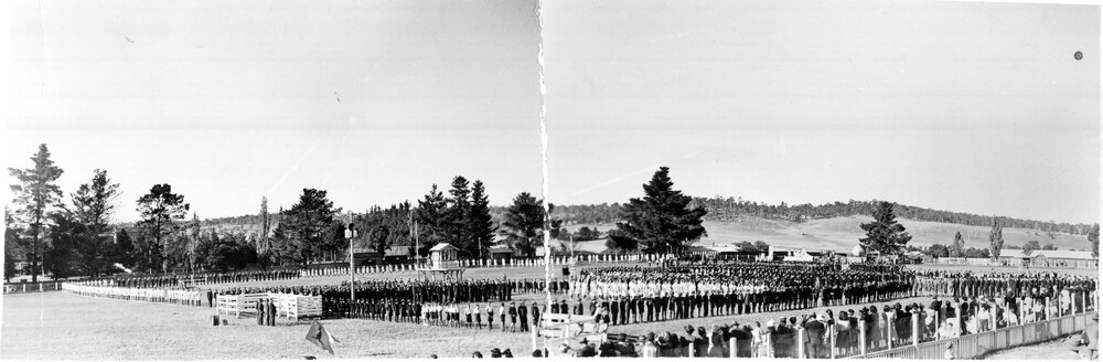 Massed Students from Schools, Colleges and University at Armidale Showground, 19 April 1948