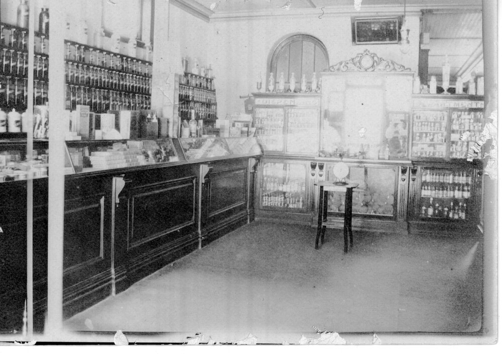 Inside Mallam &amp; Co. Pharmaceutical Chemist, c. 1925