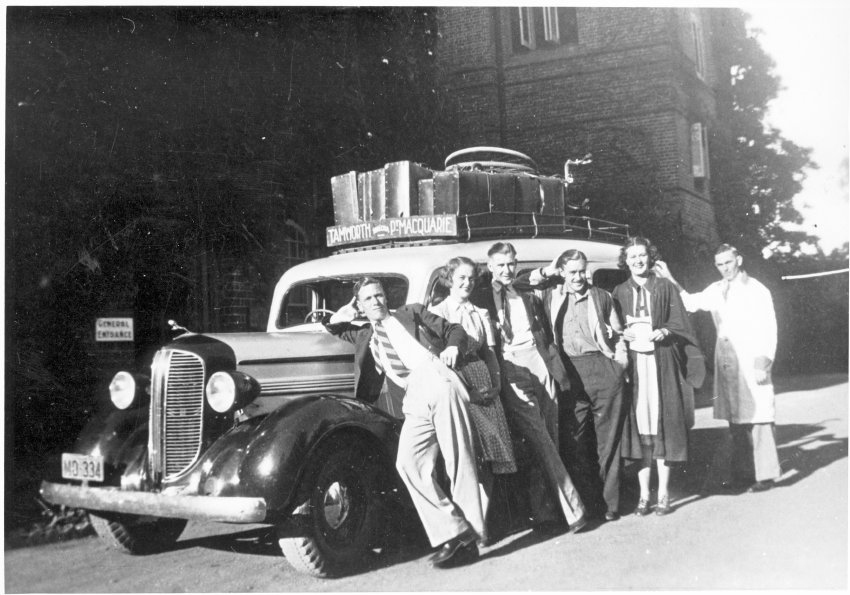 Student group around sedan end of term holiday, 1941