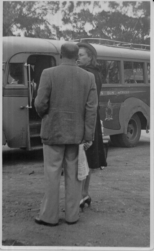 Isabel Blanche, lecturer in French, New England University College with bus in background