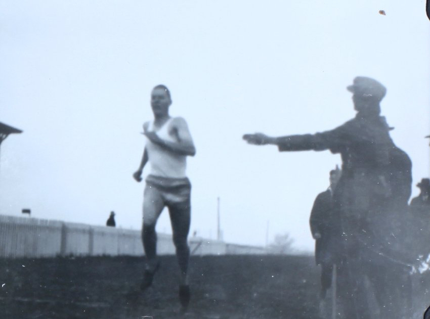 Male student in a foot race