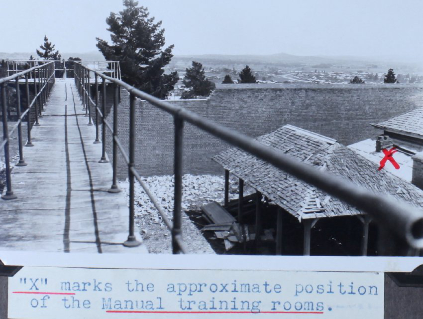 Armidale Goal, "X" marks the approximate position of the Manual training rooms