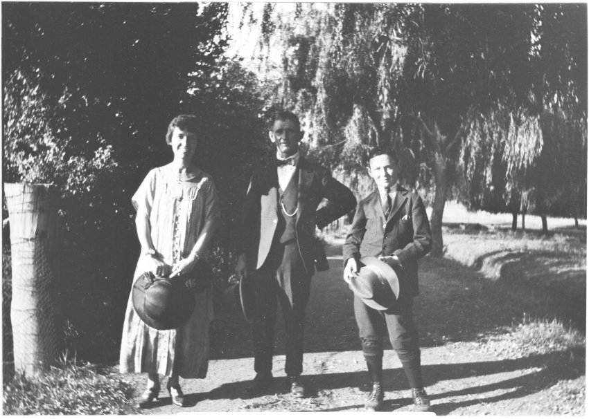 [Dora 'Topsy' Chamberlain?], Billy and Ray Jopson in a park, c.1920-1922