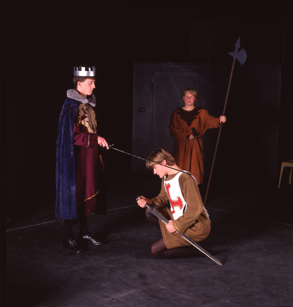 UNE Theatre studies - Drama students - King knighting soldier, 1992