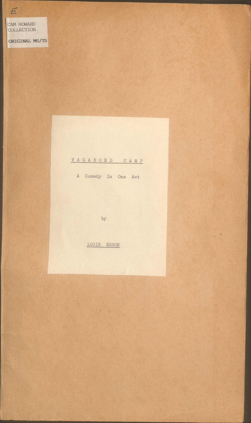 Vagabond Game: A Comedy in One Act