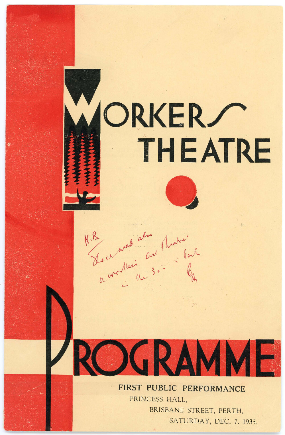 Workers Theatre Programme, Princess Hall, Perth, 1935