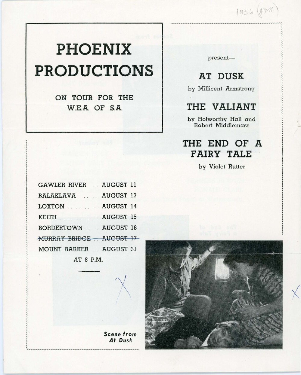 Phoenix Productions present "At Dusk", "The Valiant", and "The end of a Fairy Tale", 1956