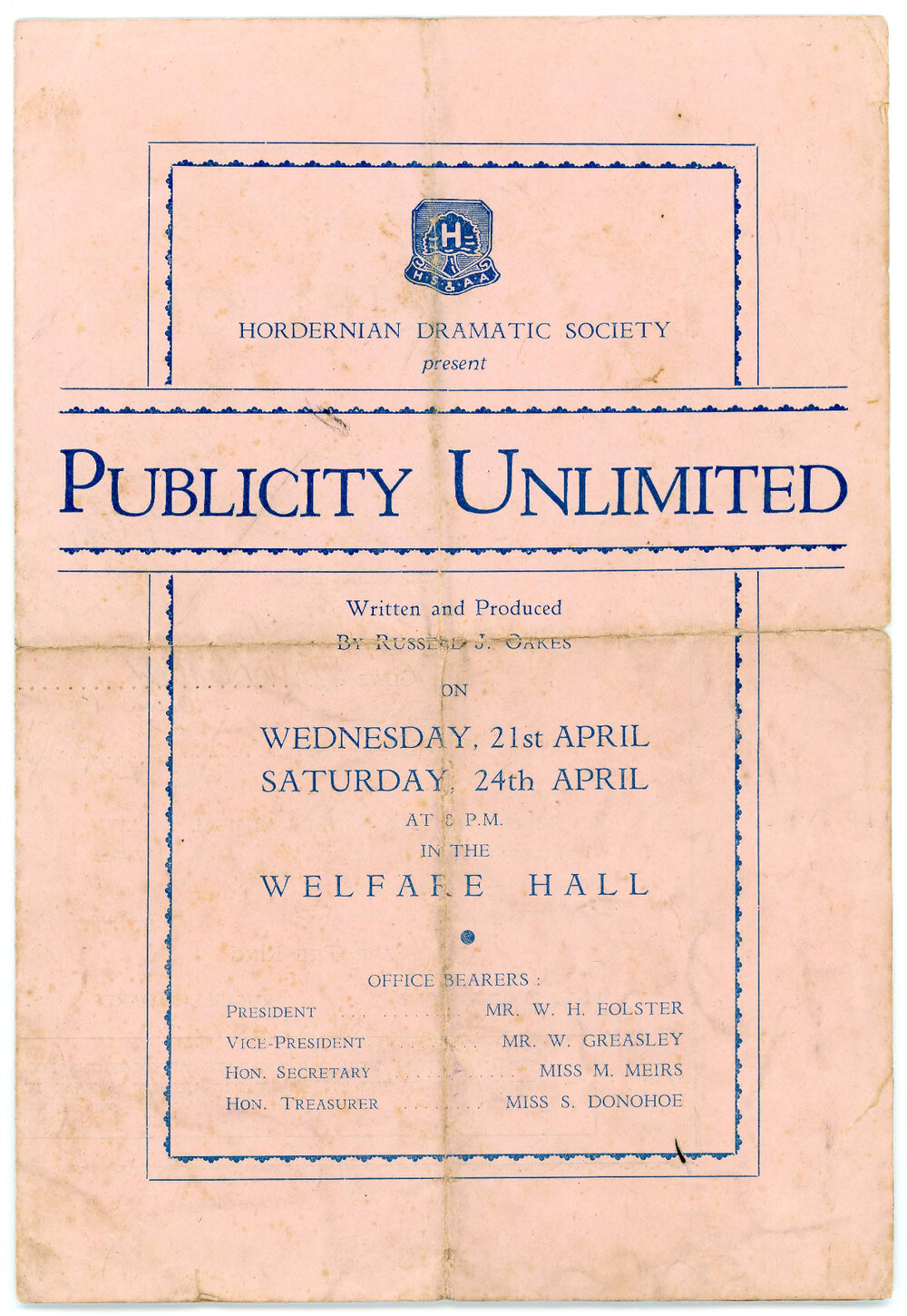 Hordernian Dramatic Society present "Publicity Unlimited"