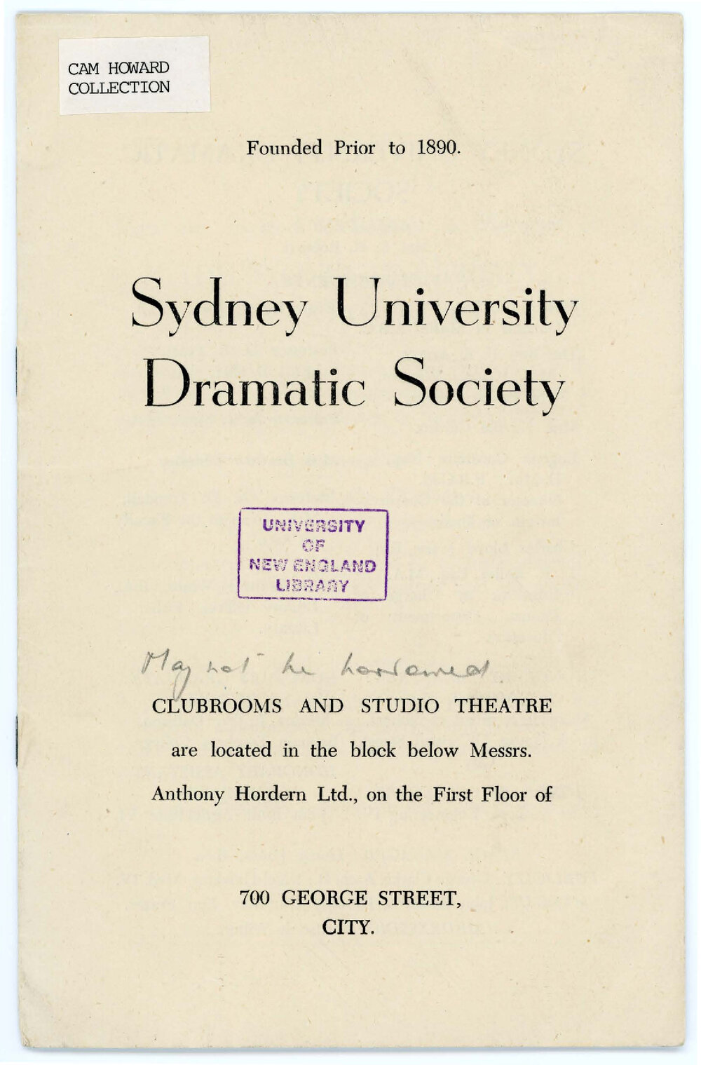 Sydney University Dramatic Society programme, 1950