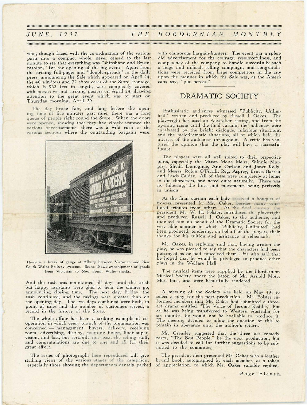 Article - The Hordernian Monthly: Dramatic Society